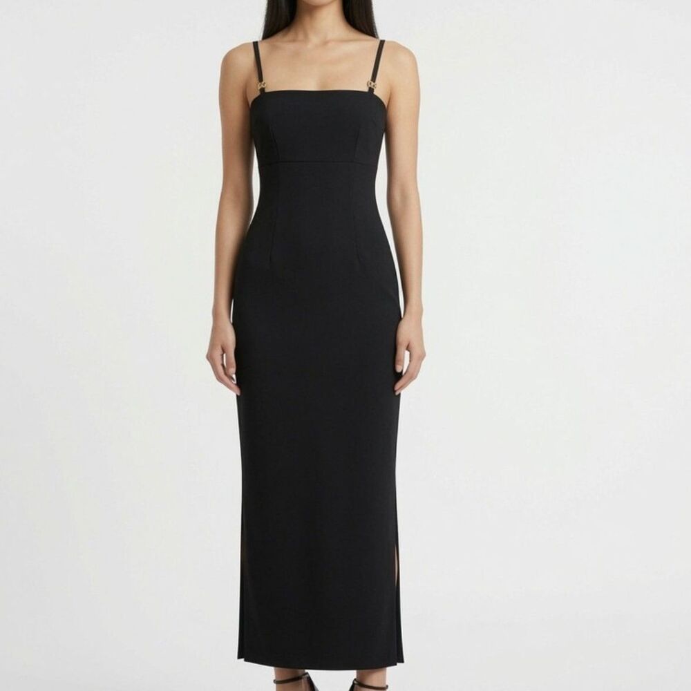 Charlotte Russe Black Minimalist Maxi Spaghetti Strap Dress
